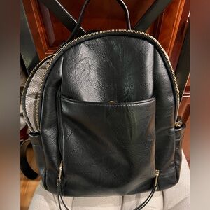 Black Faux Leather Backpack
